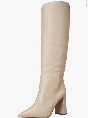 Steve Madden Women's Tall Pointed-Toe Block Heel Boot - Bone Leather
